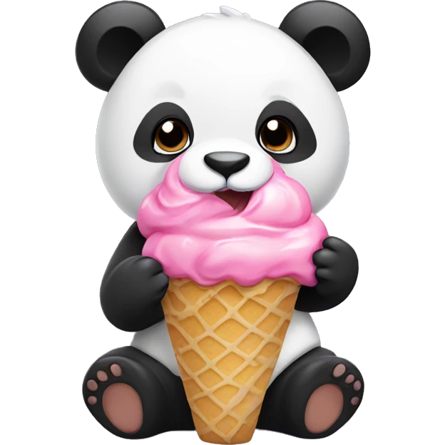Panda eating ice cream with pink t-shirt emoji