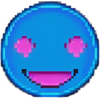 neon blue and pink glowing emoji emoji