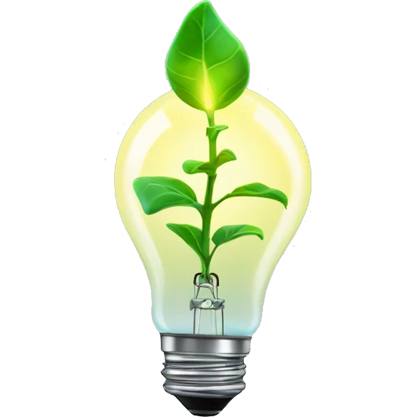 a plant sprout inside a glowing idea lightbulb emoji