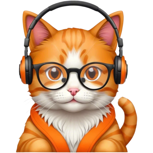 Cat wearing headphones and glasses emoji