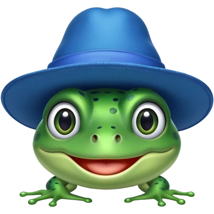 frog wearing a double blue hat emoji