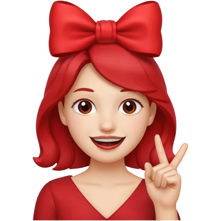 Emoji qui sourire avec le doigt dans la bouche et un noeud dans les cheveux emoji