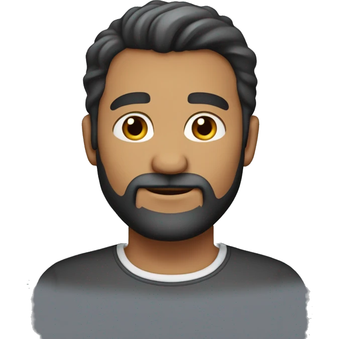 hombre con barba de 40 años, pelo ligeramente canoso, corte de pelo degradado emoji
