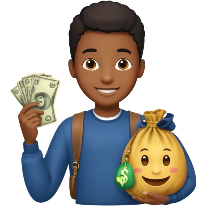 Black boy with money bag emoji