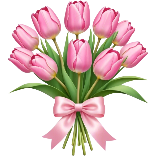 Pastel pink tulip bouquet with bow emoji