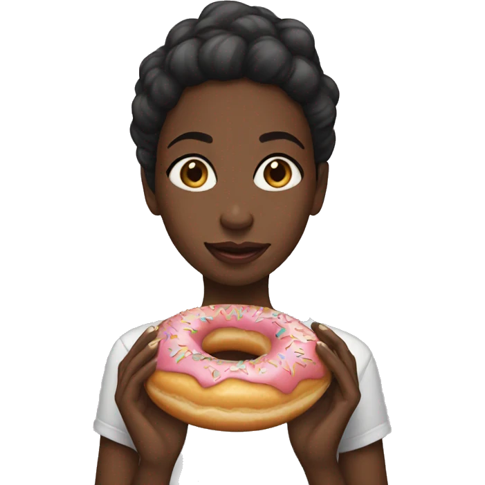 Black girl eating a donut emoji