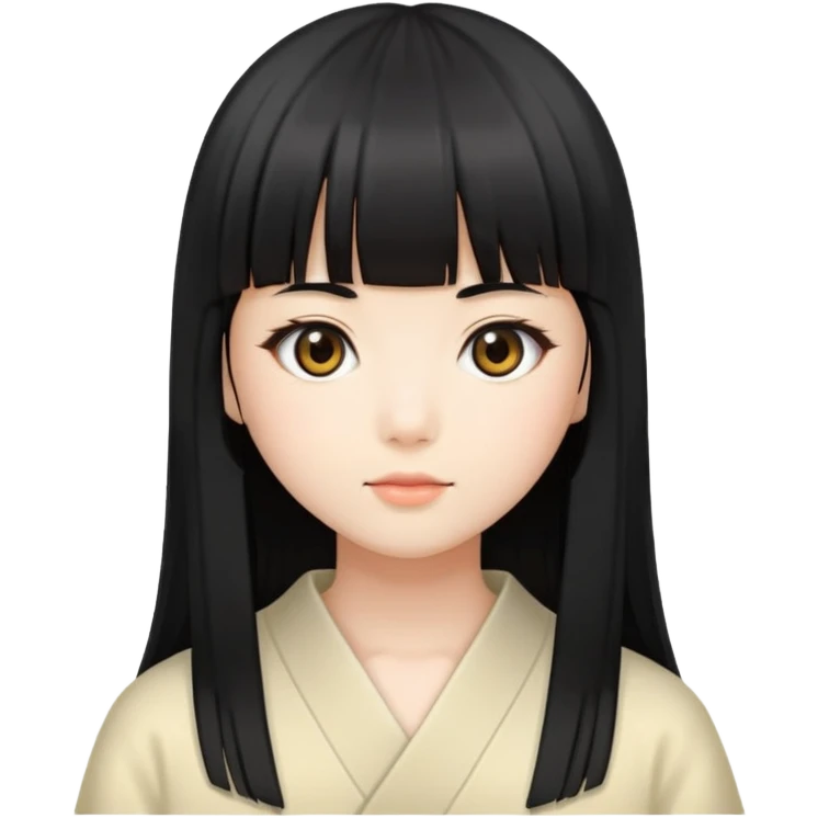 Japanese girl with straight bangs and long straight black hair emoji