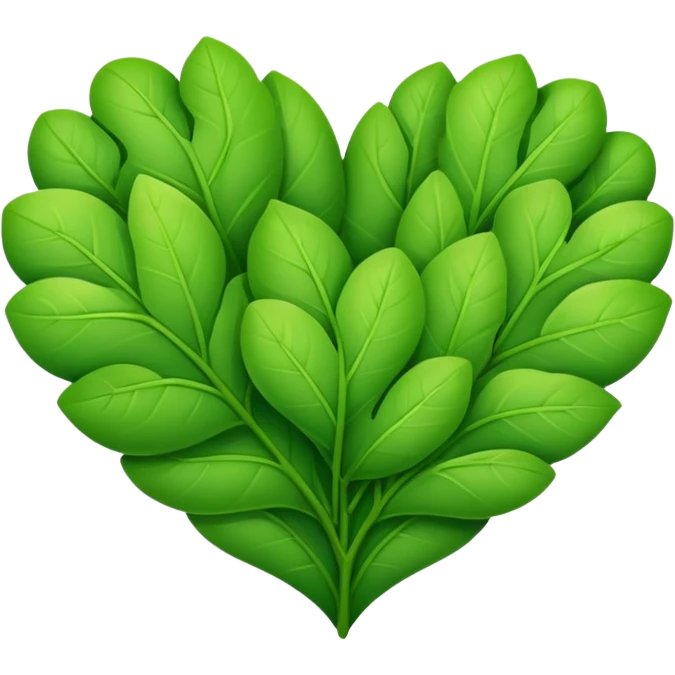 Create a classic disescord style heart emoji made of green leav emoji