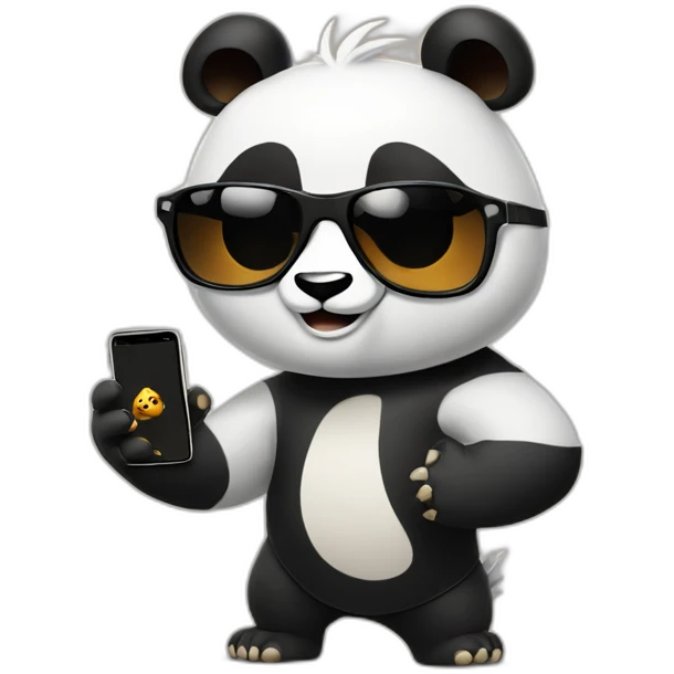 Kungfu panda with sunglasses and iphone emoji