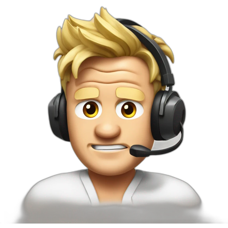 gordon ramsay listening with headphones, cooking emoji