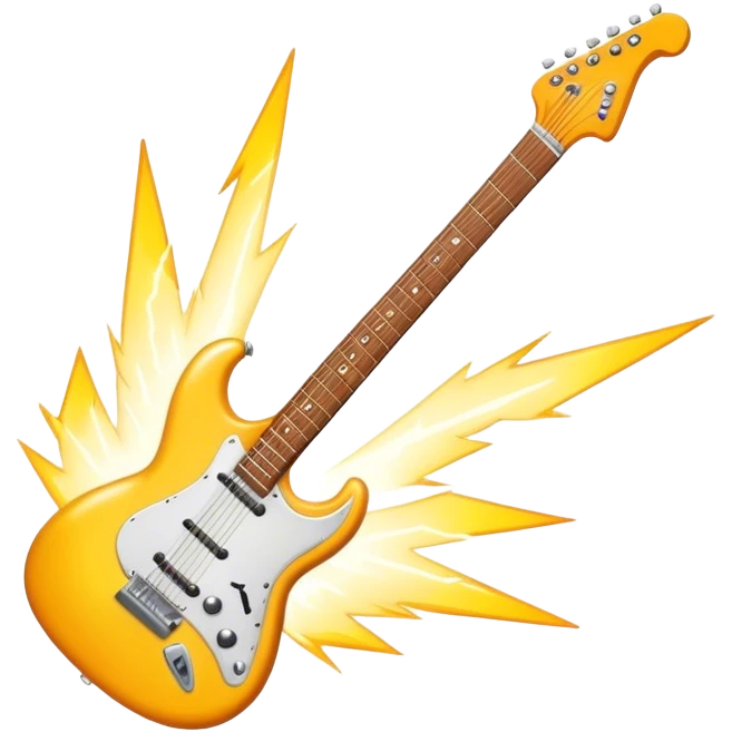 lightning with an electric guitar flying emoji