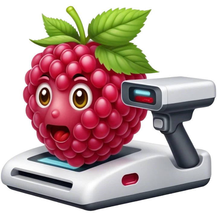 A raspberry scanning for a food with a scanner emoji