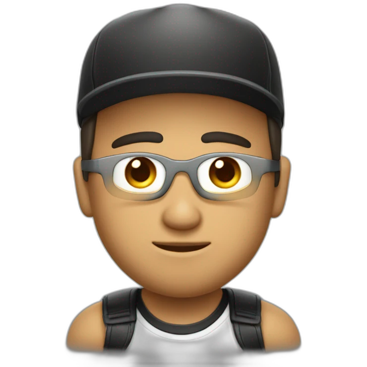 señor muy gordo de piel blanca con gorra en bicicleta negra emoji
