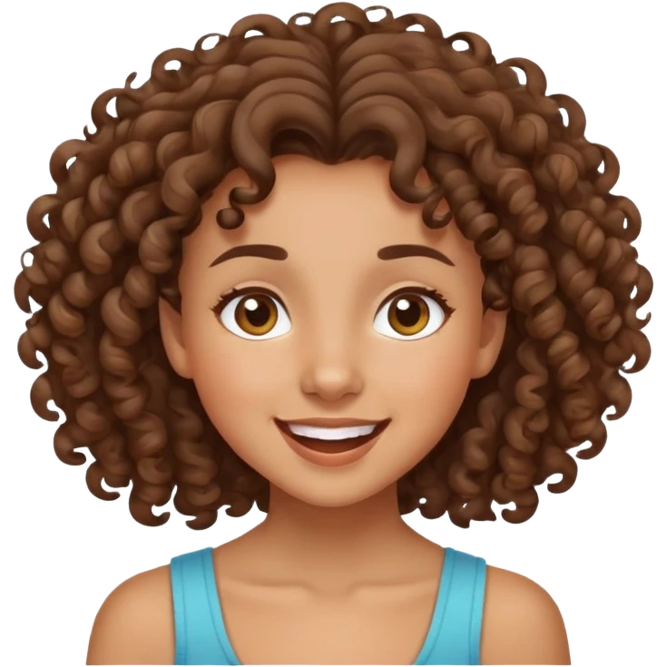 mixed-race girl with curly brown hair, joyful expression emoji