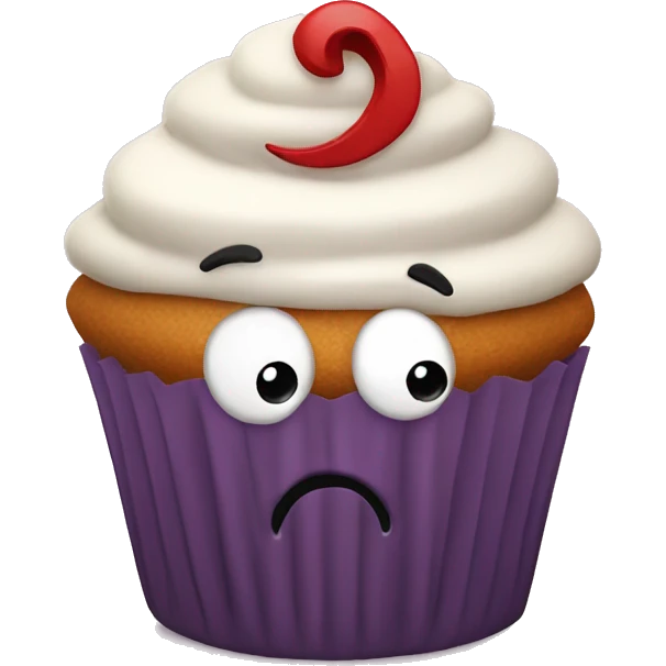 dead cupcake character with the word excuses! above it emoji