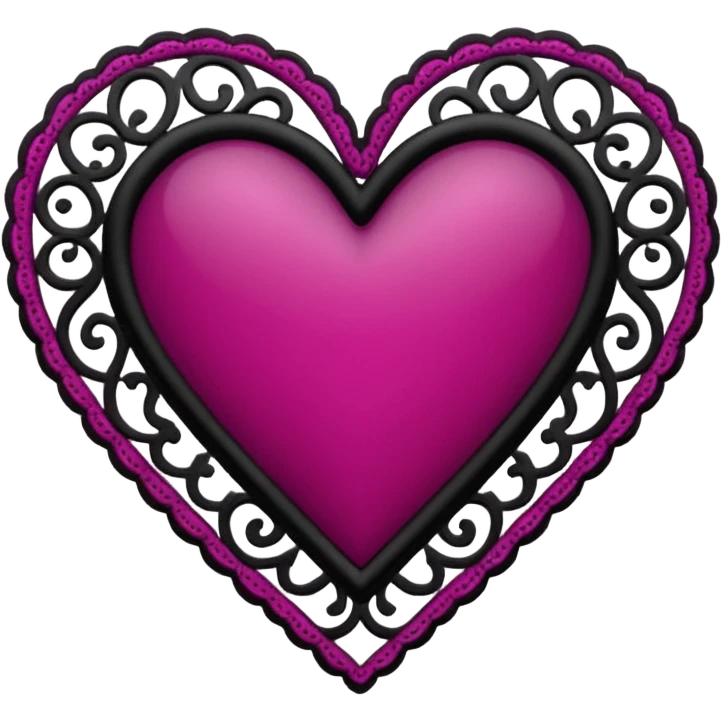 magenta and black lace heart emoji