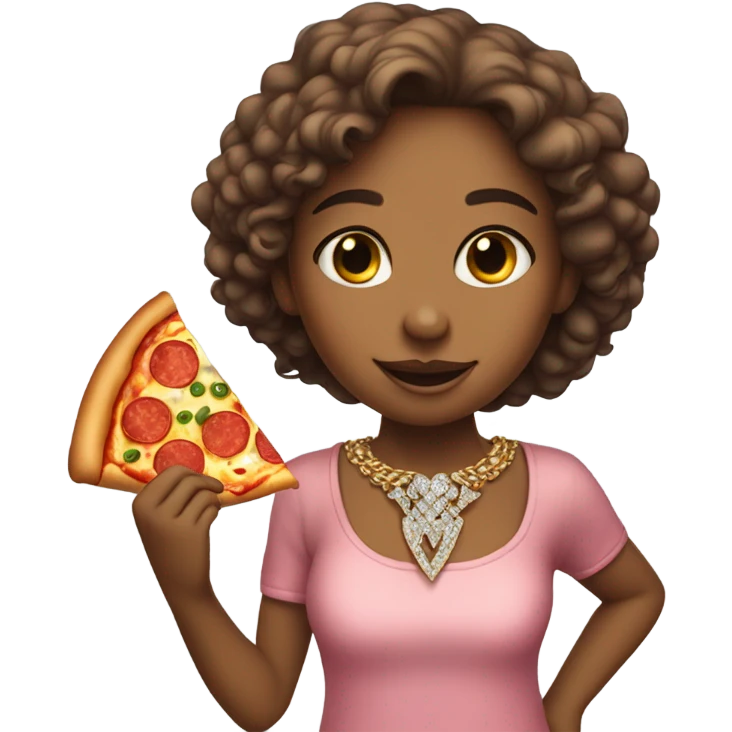 girl with pizza and jewelry emoji