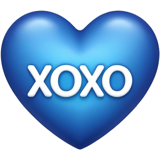 dark blue heart with xoxo in the middle  emoji