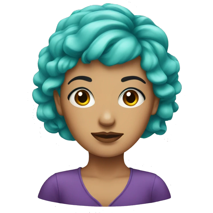 Turquoise hair lady with dark eyebrows  emoji