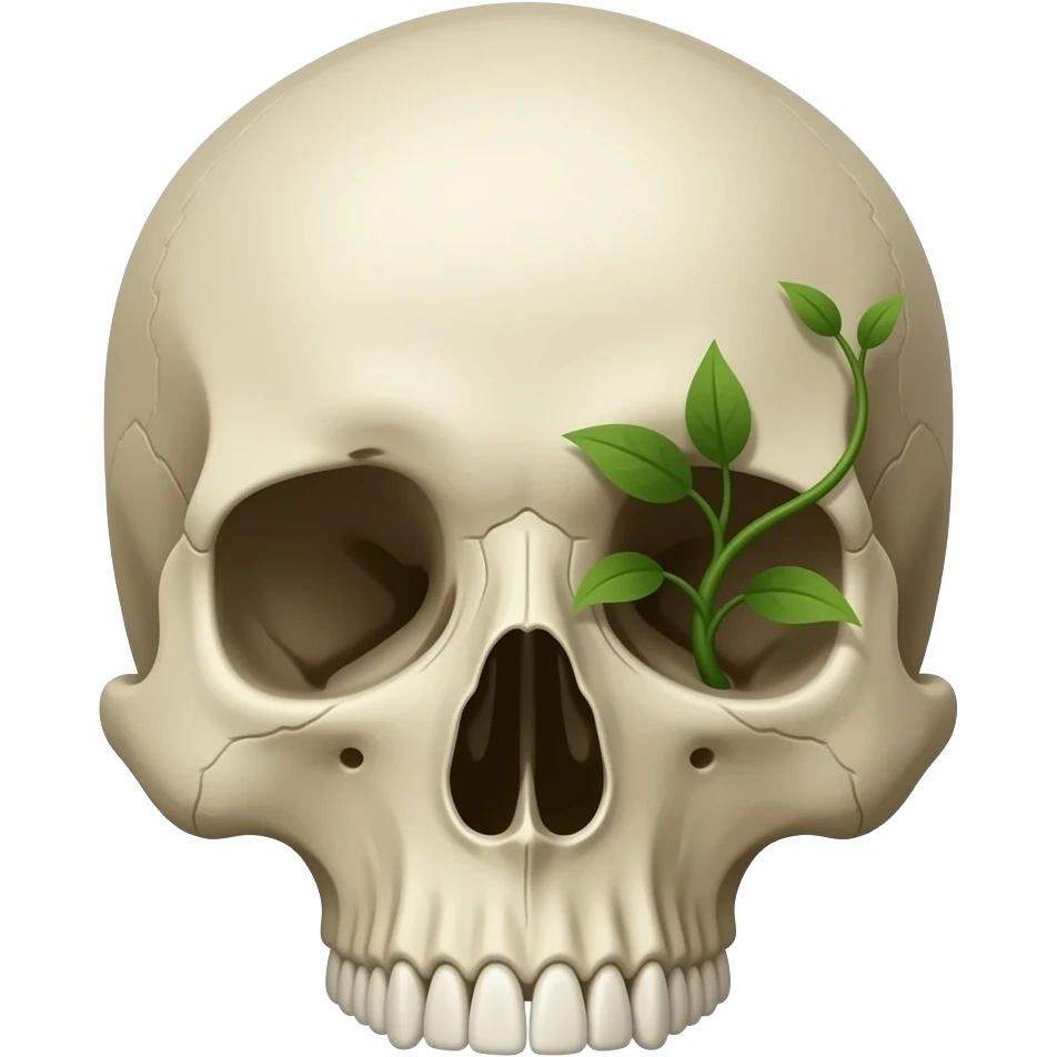 A skull with a plant growing from it emoji