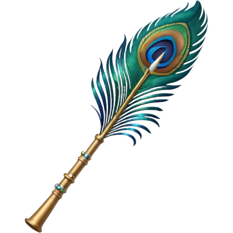 Peacock feather with a flute emoji
