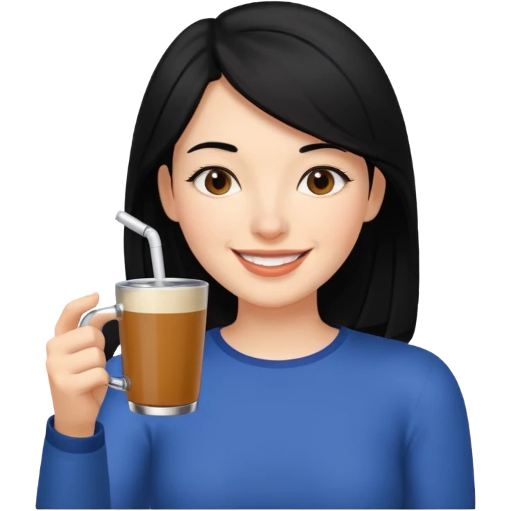 mujer de pelo negro tomando mate emoji