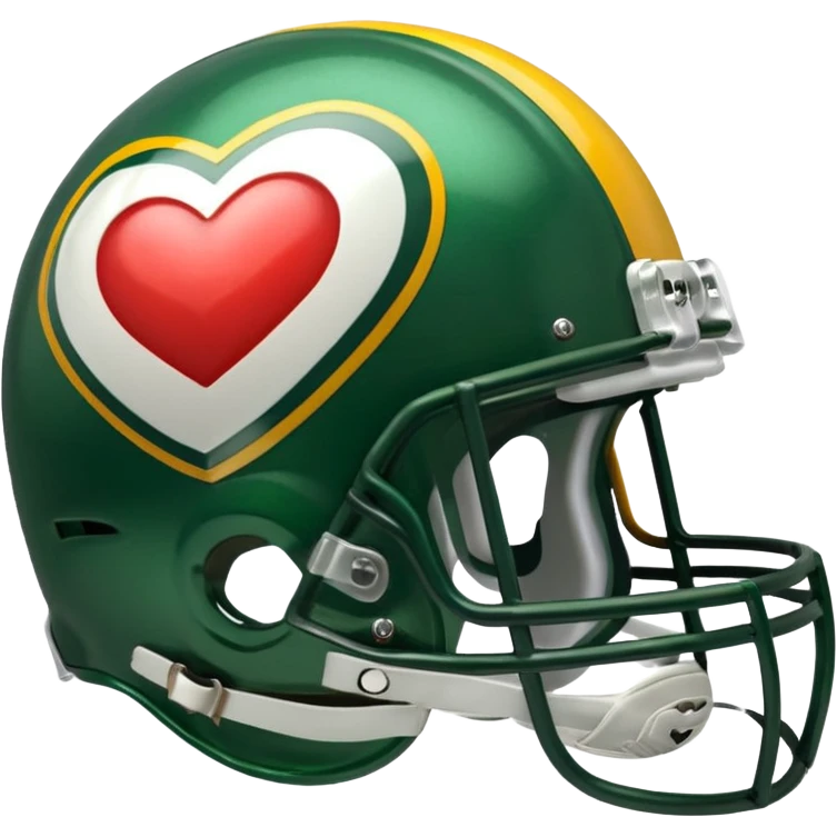 Green Bay packers helmet with a heart near it emoji