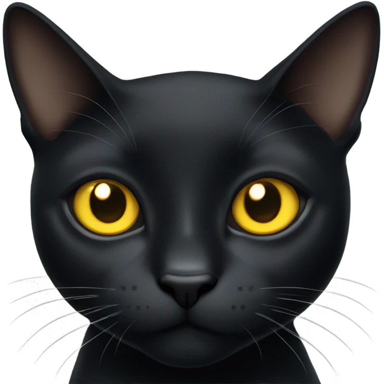 Black slim cat with big yellow eyes and big pupils emoji