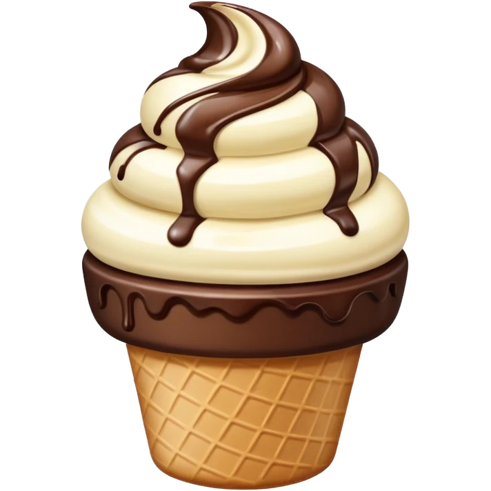 melted white and dark chocolate ice cream emoji