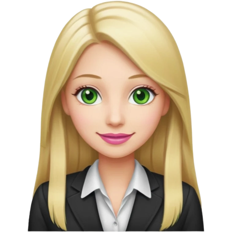 Green eyes office girl with straight long blonde hair barboe emoji