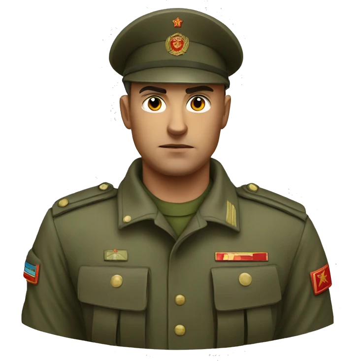 realistic ussr soldier serious with military takes emoji