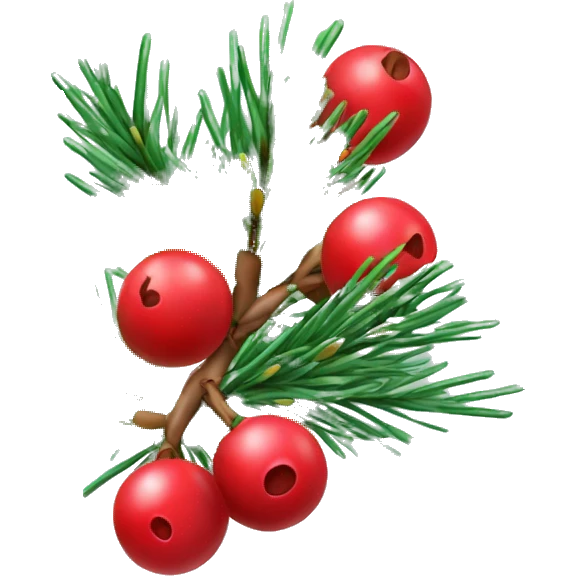 Pine branch with red berries and green needles, winter vibe emoji