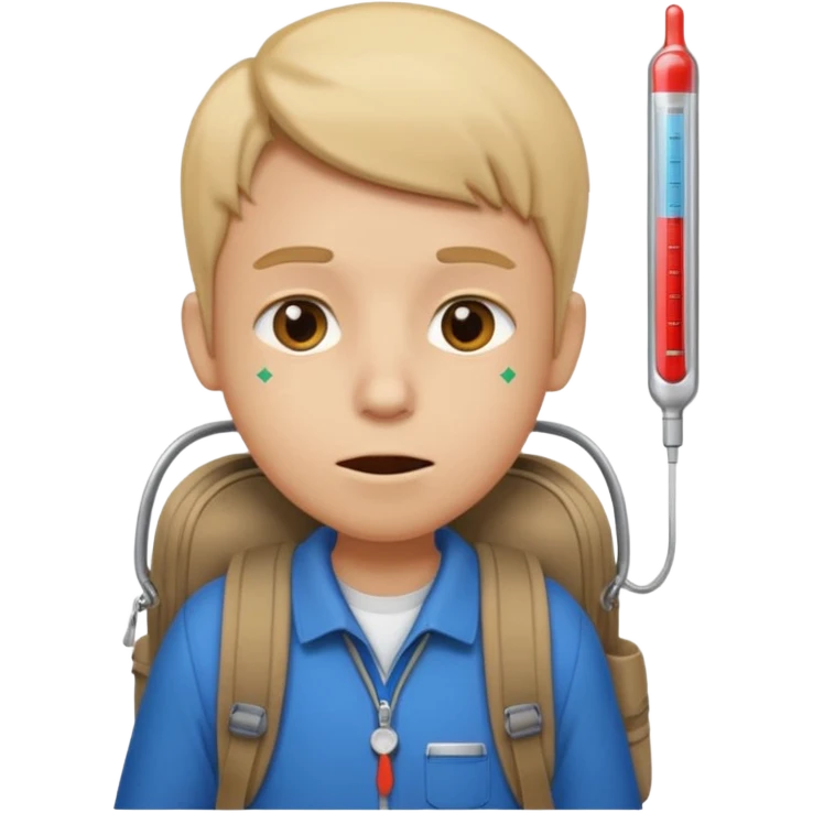 person with backpack and thermometer in their mouth emoji