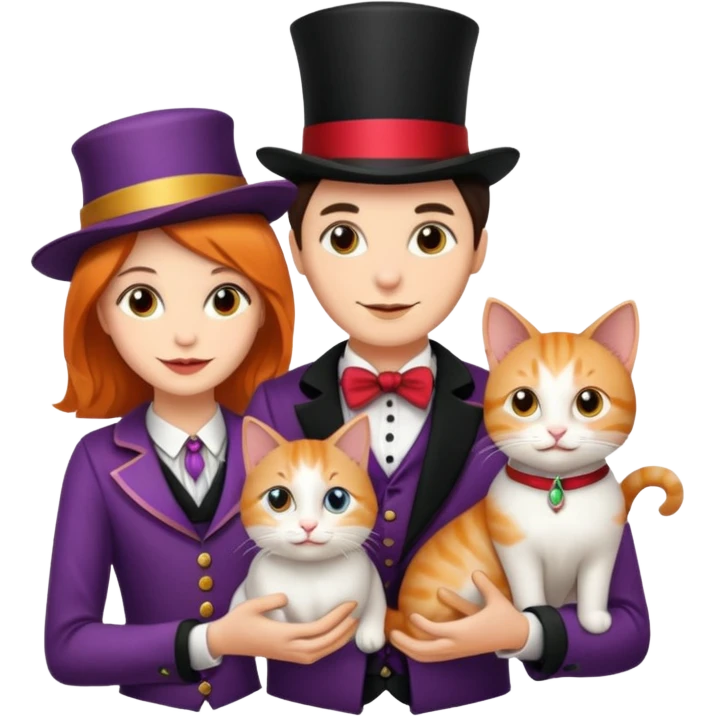 magician couple and their pet cat emoji