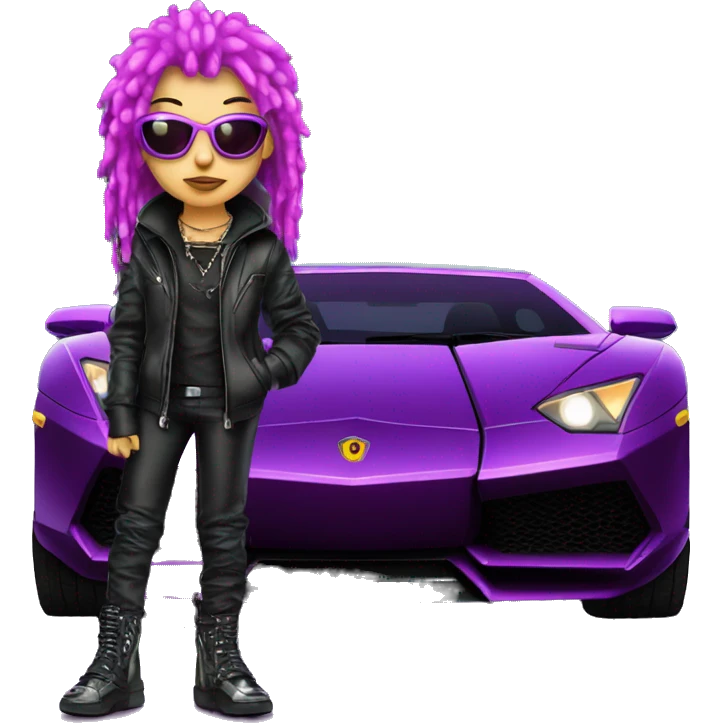 Cyber punk in front of two lambos  emoji