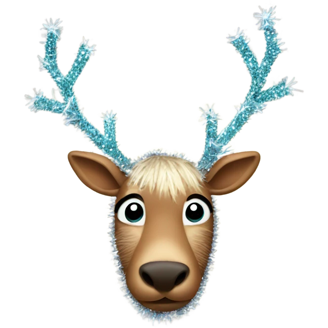 Reindeer stuck in tinsel emoji