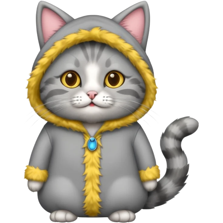 gray cat with funny costume emoji