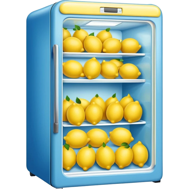 a blue refrigerator full of lemons emoji