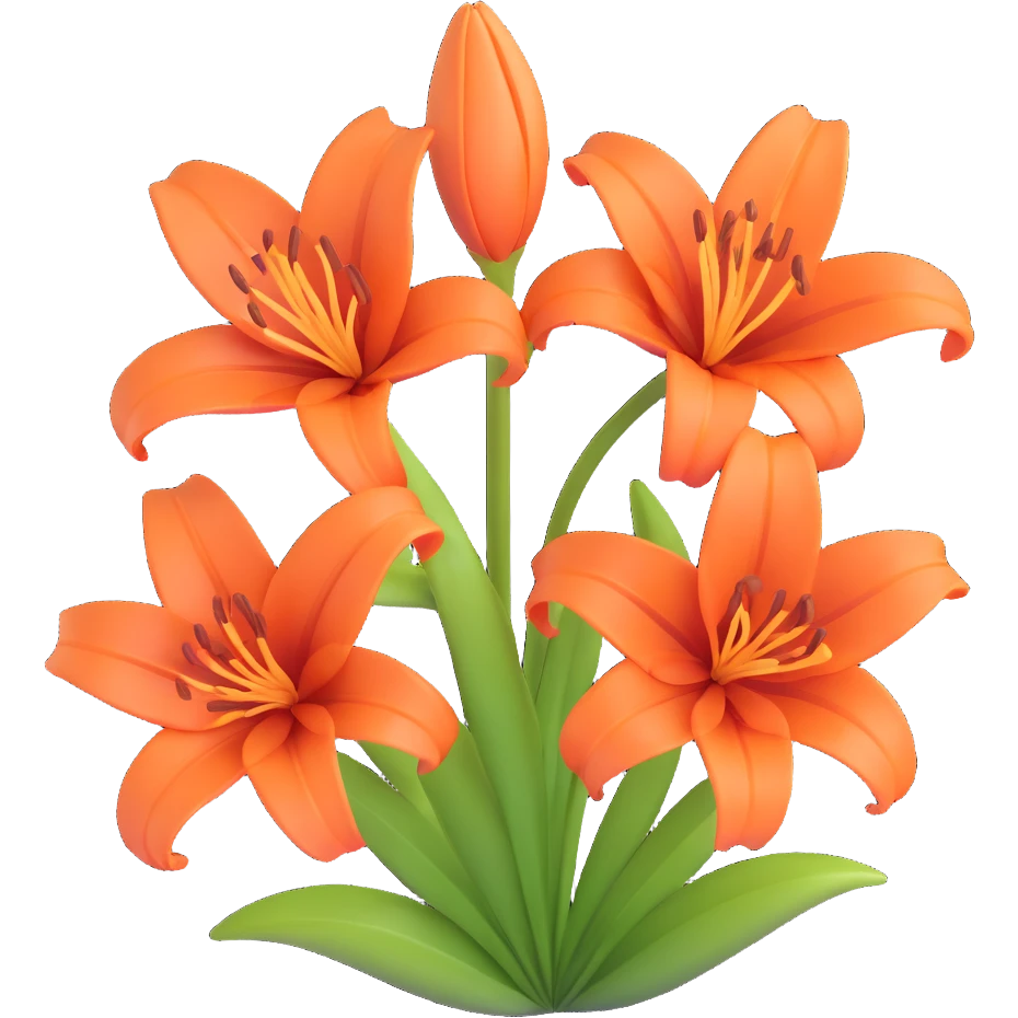 a brown lily flower, 3D style, detailed and glossy emoji