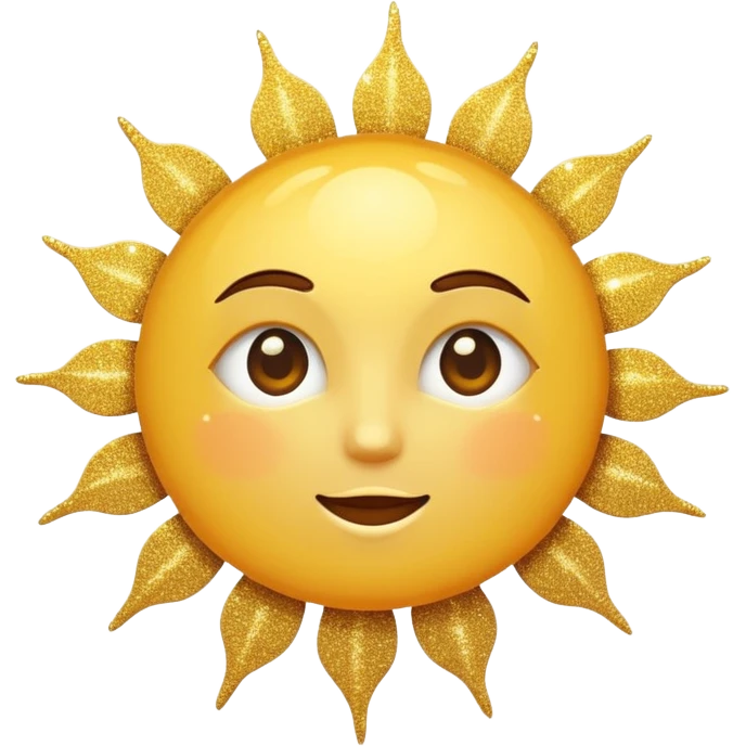 sun in 2d golden glitter in colour without face emoji