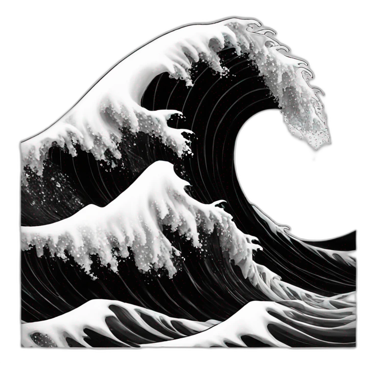 Black and white wave emoji