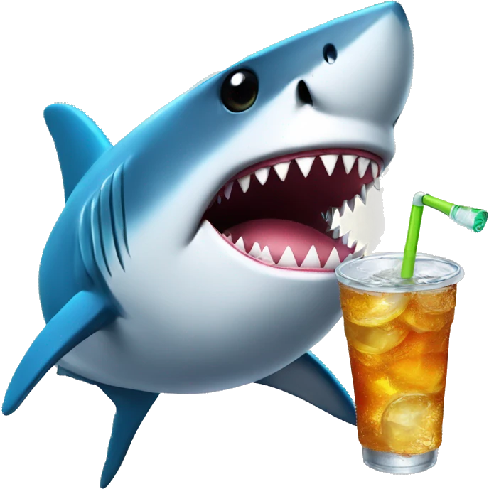 shark with sun glasses drinking a soda emoji