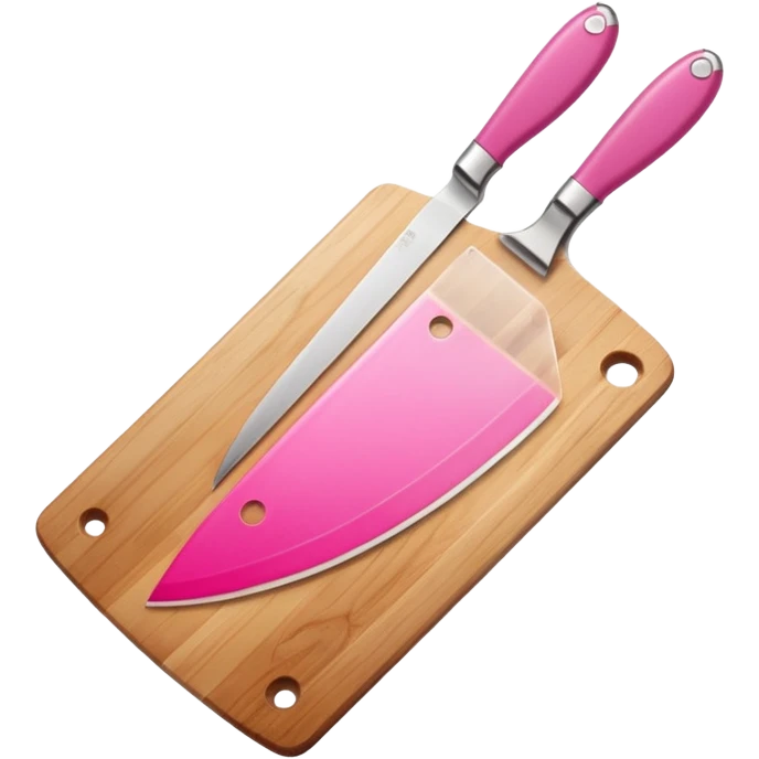 a cutting board with pink knife in bag emoji