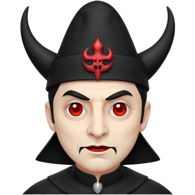 Papa Satanico character as an emoji in apple style, dramatic makeup, mitre hat, theatrical expression emoji