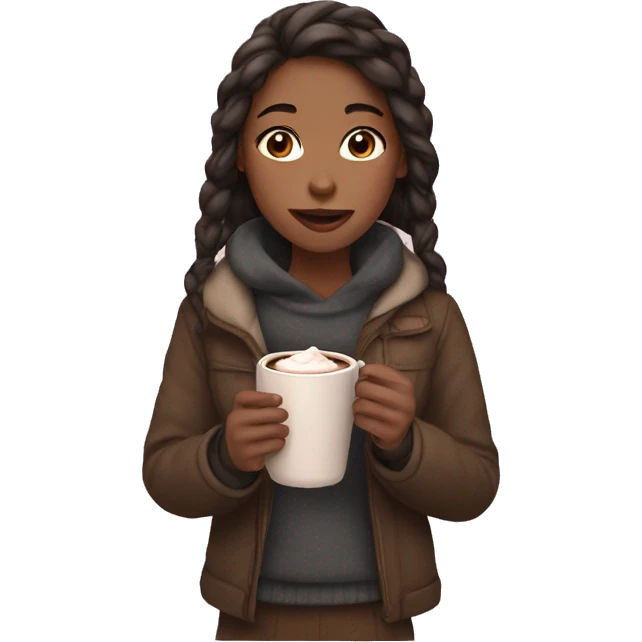 Girl with a hot chocolate in her hand emoji