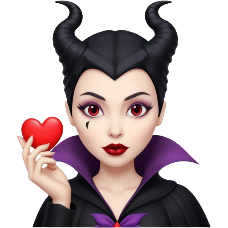 Maleficent puckering lips blowing a heart ￼ emoji