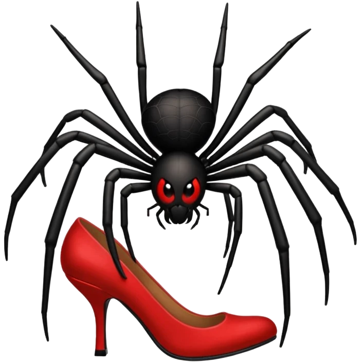Spider with red high heels on all of his legs emoji