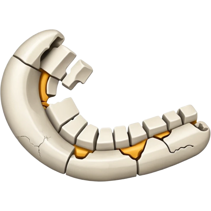 Detached jawbone lying cracked on the ground. emoji