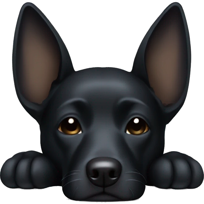Black dog with pointy ears sleeping emoji