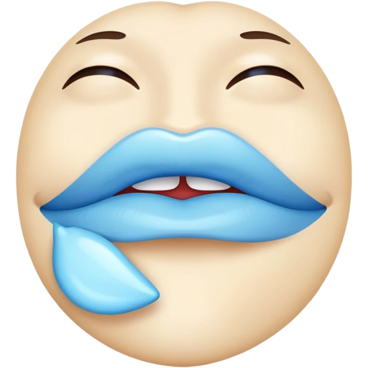 Light blue lips only, no face emoji